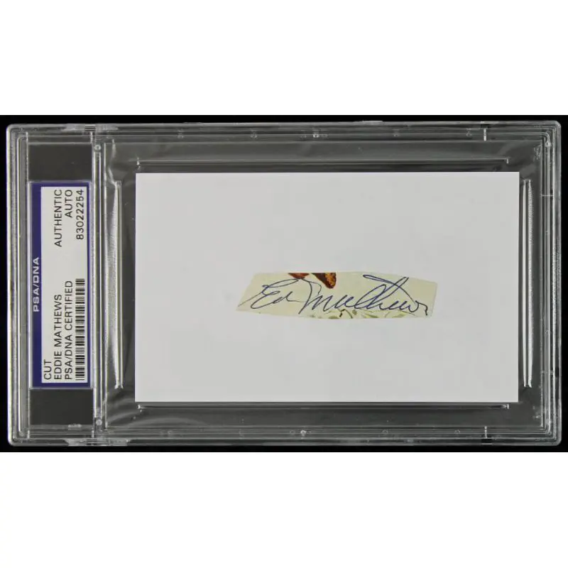 Braves Eddie Mathews Signed Authentic Cut PSA/DNA Slabbed