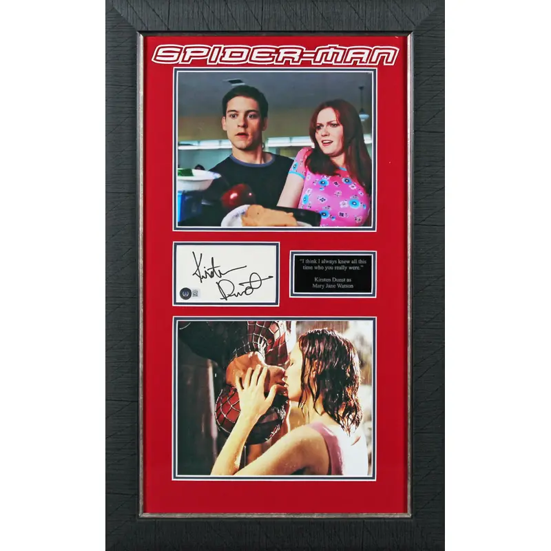 Kirsten Dunst Spider-Man Signed 3x5 Index Card Framed Display BAS #BL98163