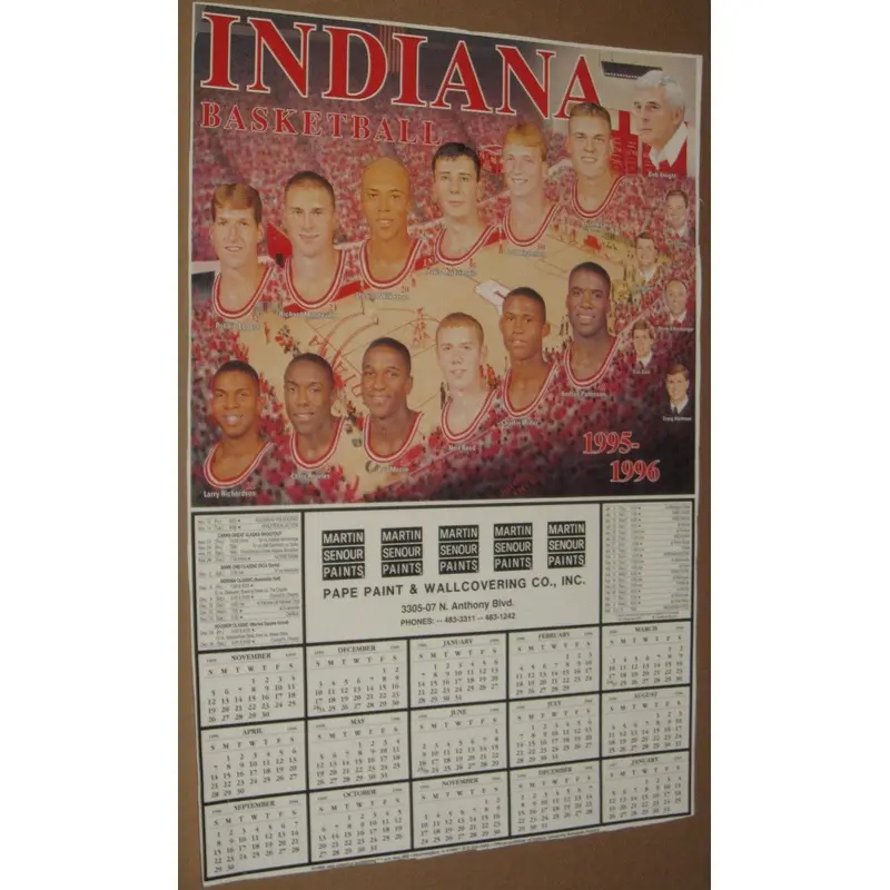 1996-96 Indiana University Basketball 11x17 Schedule Poster