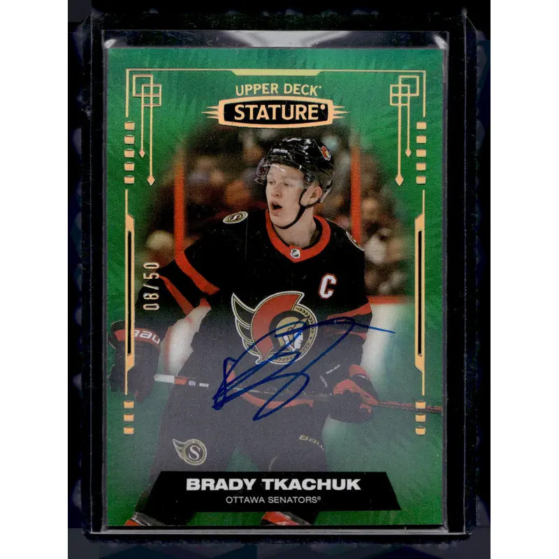 2021-22 Upper Deck Stature - Green Autographs #4 Brady Tkachuk /50