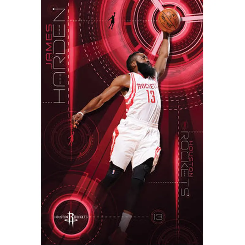 James Harden "Soaring" Houston Rockets NBA Basketball Poster - Trends 2016
