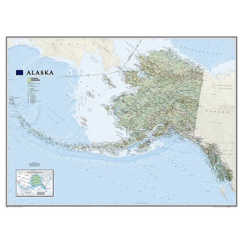Map of Alaska National Geographic Classic Edition 30x40 Wall Map Poster - NG Maps