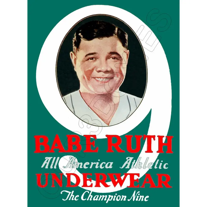 1927 Babe Ruth Underwear Store Counter Standup Sign - Yankees - 3
