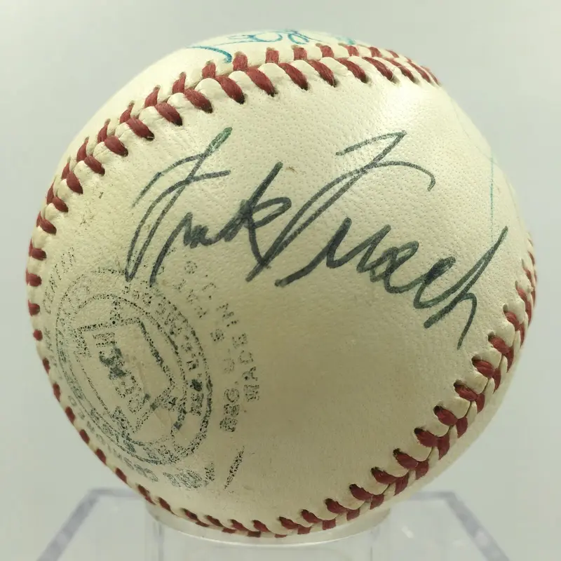 Beautiful Frankie Frisch Ted Williams Joe DiMaggio HOF Signed AL Baseball PSA