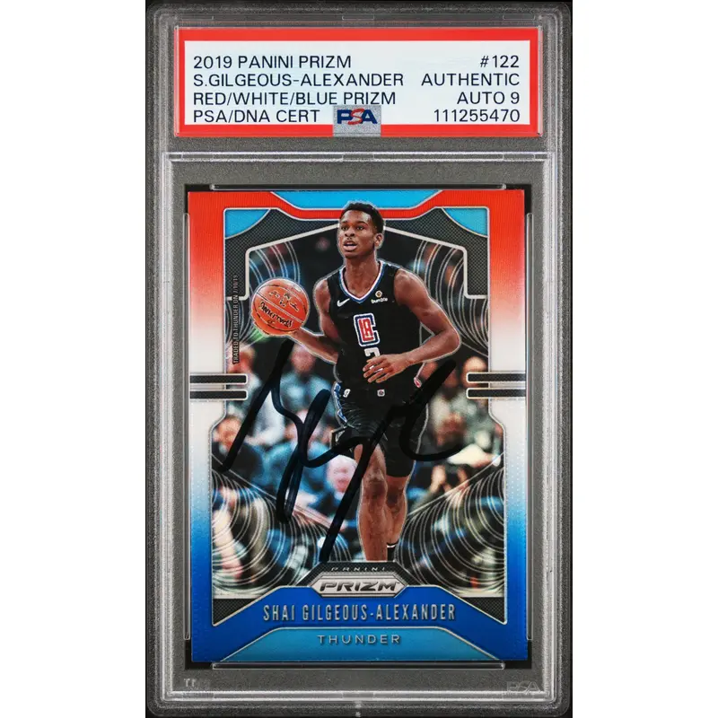 Shai Gilgeous-Alexander Signed 2019 Panini Prizm RW&B #122 Card Auto 9! PSA Slab