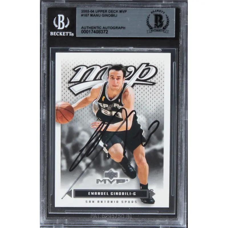 Spurs Emanuel Ginobili Authentic Signed 2003 Upper Deck MVP #167 Card BAS Slab