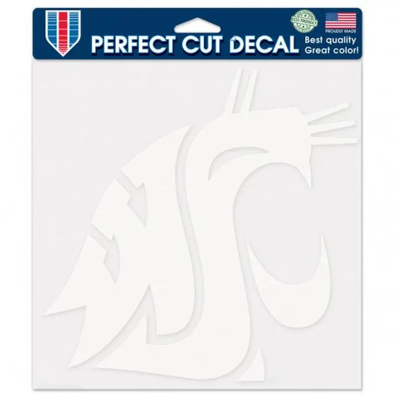 WSU Cougars White 8x8 Perfect Cut Decal