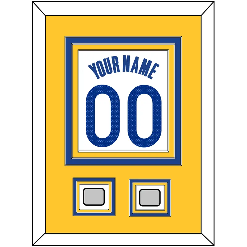 Golden State Name & Number With 2 Finals Patches - White Association - Triple Mat 3