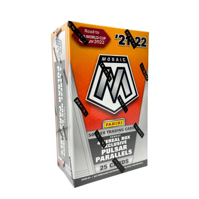 2021-22 Panini Mosaic Road to FIFA World Cup Soccer Cereal Box
