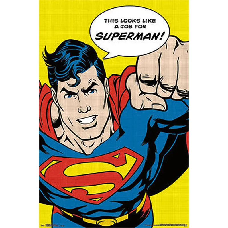 Comic Book Art "A Job For Superman" Superhero Icon Poster - Trends International