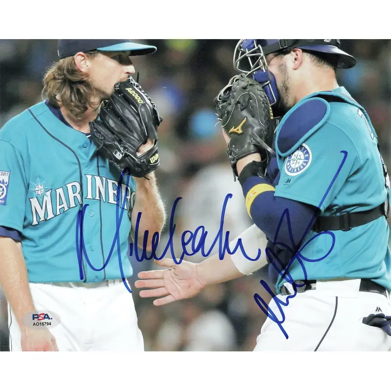 MIKE ZUNINO & MIKE LEAKE signed 8x10 photo PSA/DNA Seattle Mariners Autographed