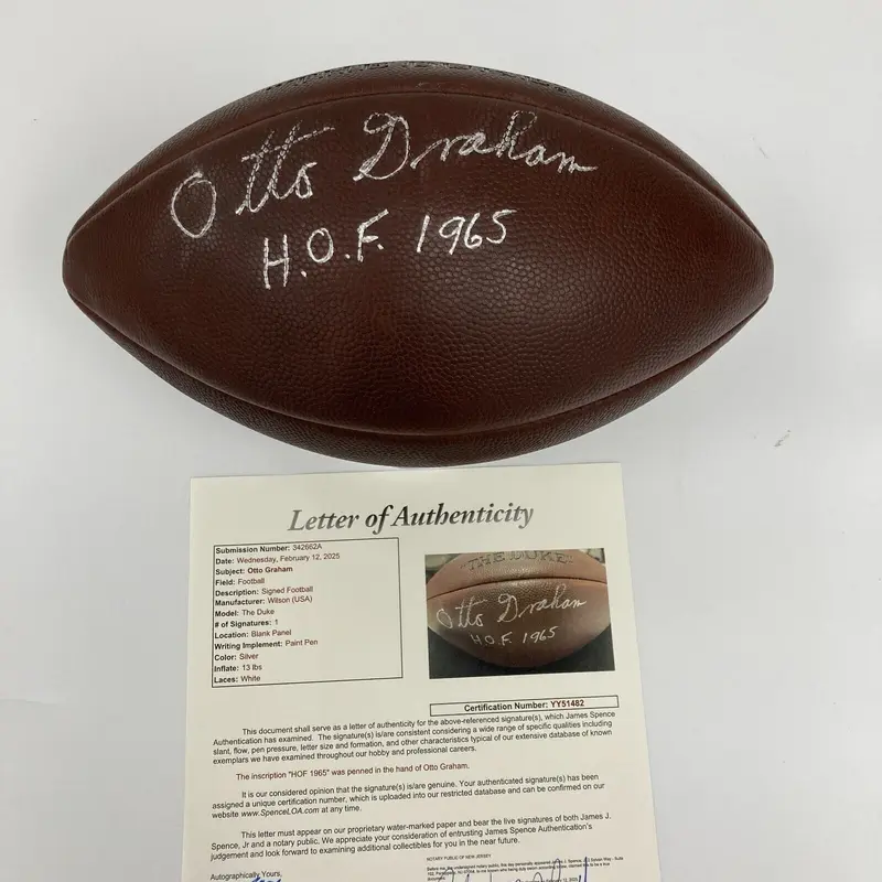 Otto Graham HOF 1965 Signed Wilson NFL Game Football JSA COA