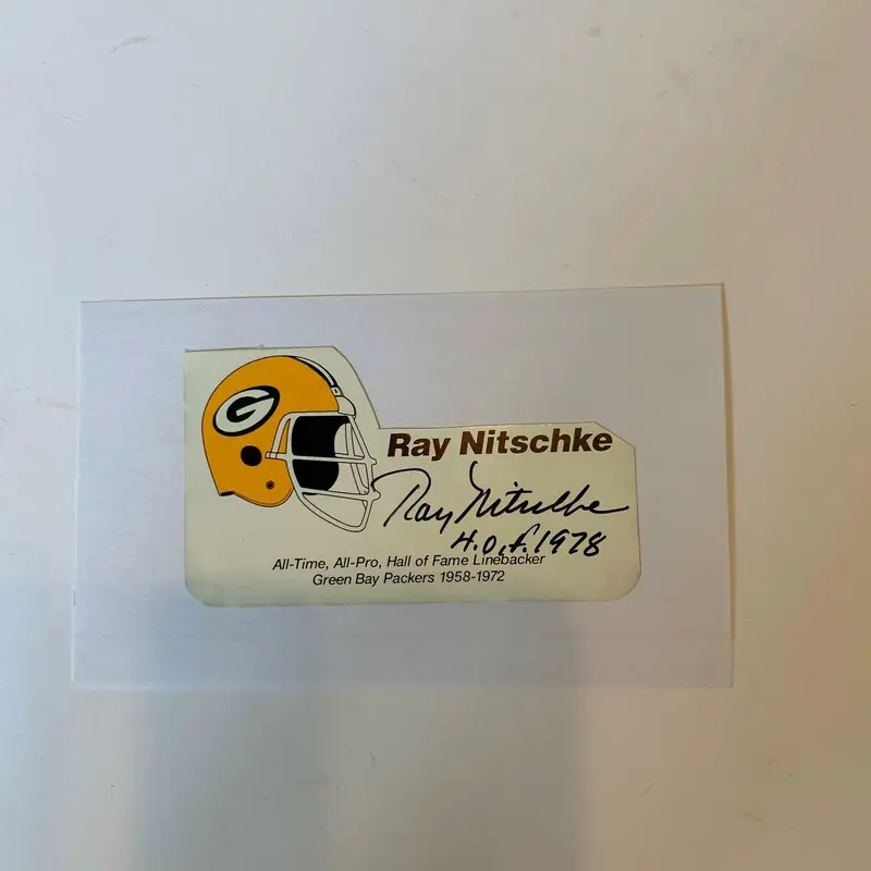 Ray Nitschke Hall Of Fame 1978 Signed Index Card Packers